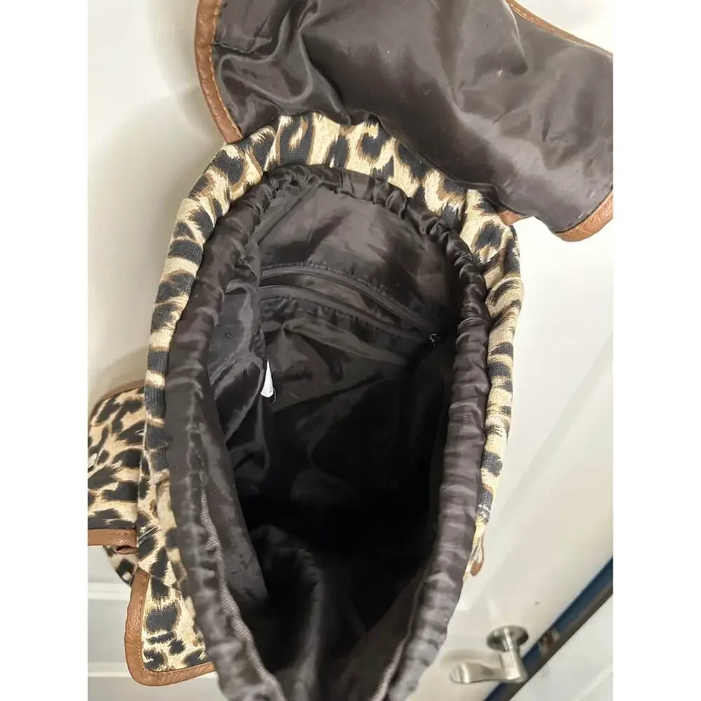 Leopard Print Sequin Full Size Backpack School Bag 17x13